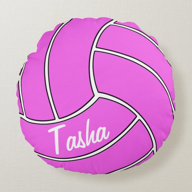 Pink-Volleyball-Rundwurfkissen Rundes Kissen (Vorderseite)