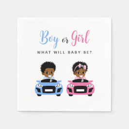 Pink vs Blue Car Race Gender Reveal Napkins Serviette