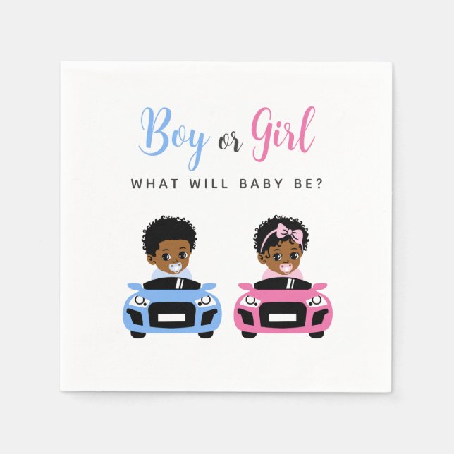 Pink vs Blue Car Race Gender Reveal Napkins Serviette (Vorderseite)