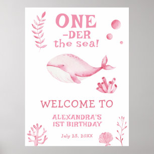 Pink Wal 1. Geburtstag unter dem Meer Poster