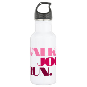 PINK WALK JOG RUN (Schriftart CHUNKY) Trinkflasche