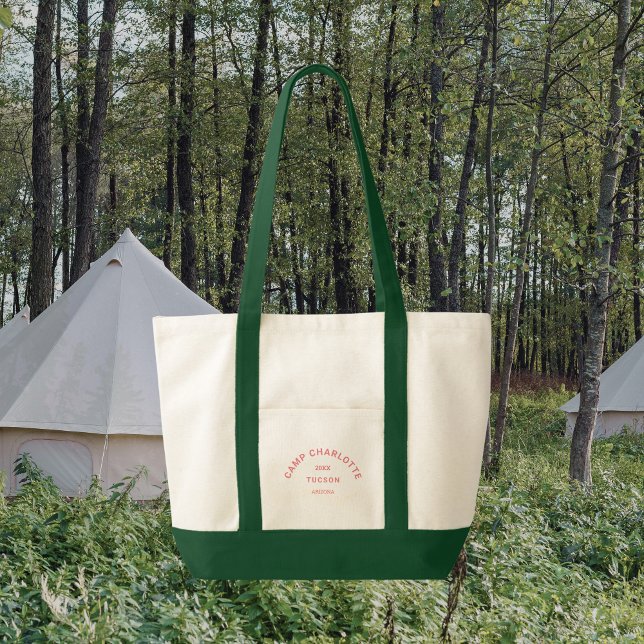 Pink Wappen Camp Theme Bachelorette Forest Green Tragetasche (Von Creator hochgeladen)