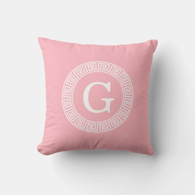 Pink, was für ein erstes Monogramm für den griechi Kissen (Vorderseite)