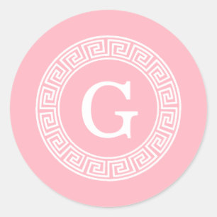 Pink, was für ein erstes Monogramm für den griechi Runder Aufkleber