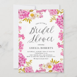Pink Wassercolor Hydrangea Brautparty Einladung