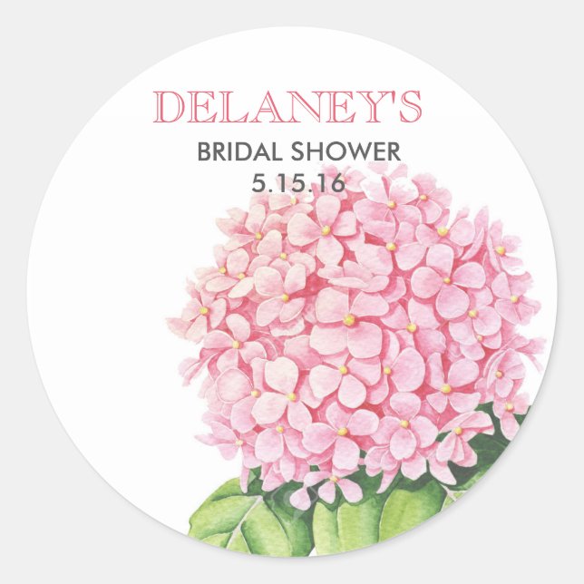 Pink Wassercolor Hydrangea Stickers (Vorderseite)