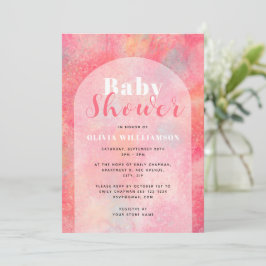 Pink Wasserfarbe Abstrakt Girls Babydusche Einladung