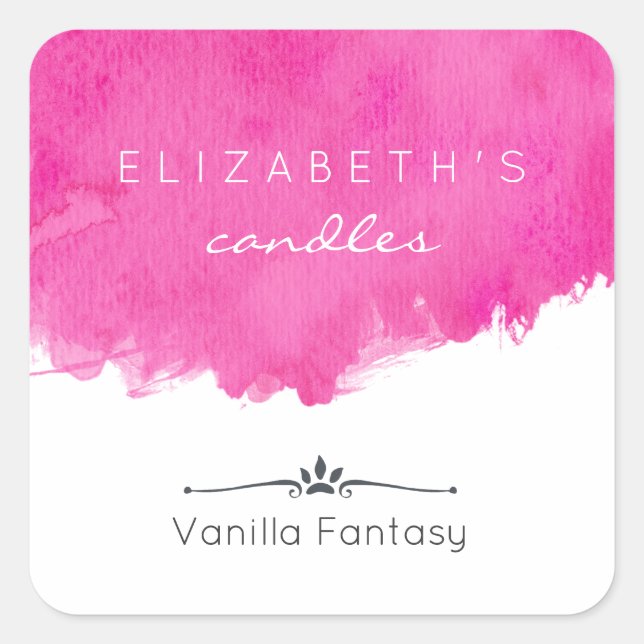 Pink Wasserfarbe Farbe Spritzer Kerze Quadratischer Aufkleber (Vorderseite)