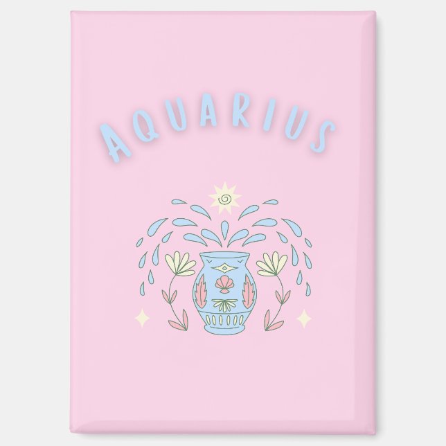 Pink Wassermann, Sternzeichen, Sternzeichen-Druck  Magnet (Vorderseite)