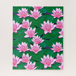 Pink Water Lilie auf einem Teich Puzzle