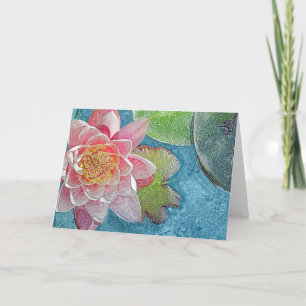 Pink Water Lilie Blume Card Karte