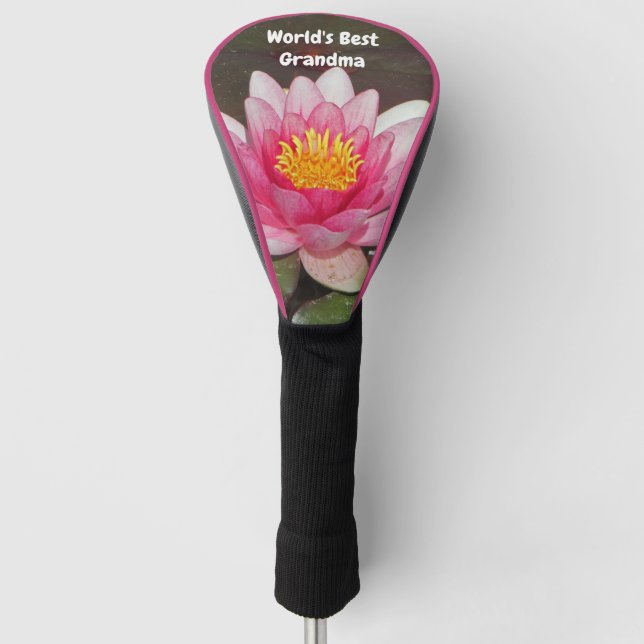 Pink Water Lilie Pastel Blume Die beste Oma der We Golf Headcover (Vorderseite)