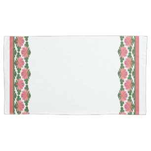 Pink Water Lilies Border on White zum Anpassen Kissenbezug