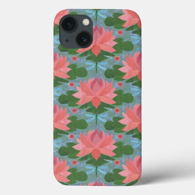 Pink Water Lilies, Dragonflies iPad Case-Mate Fall Case-Mate iPhone Hülle (Rückseite)