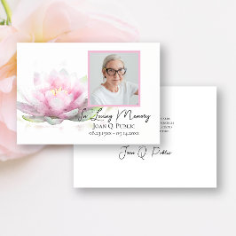 Pink Water Lily Flower Funeral Memorial Sympathy Dankeskarte