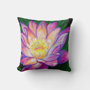 Pink Water Lily Painting Kissen
