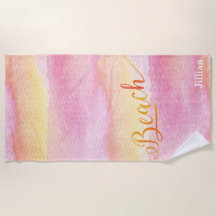 Pink Watercolor Abstrakt Beach Monogram