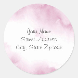 "Pink Watercolor Abstrakt Frame"-Adresslisten Runder Aufkleber