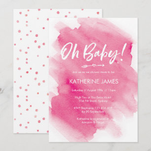 Pink Watercolor Baby Dusche Einladung