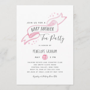 Pink Watercolor Baby Dusche Tee Party Einladung