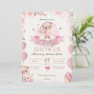 Pink Watercolor Babydusche Einladung