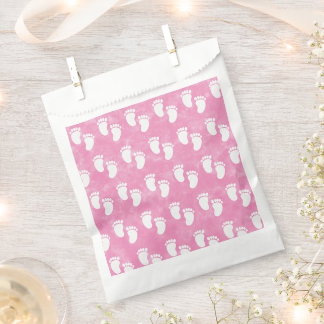 Pink Watercolor Babydusche Muster Geschenktütchen (Ausgeschnitten)