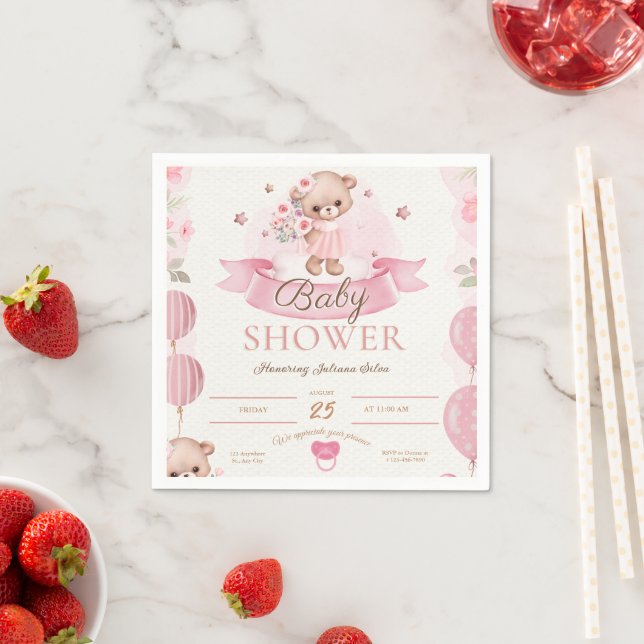 Pink Watercolor Babydusche Serviette (Beispiel)