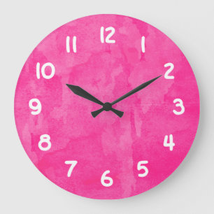 Pink Watercolor Background Große Wanduhr