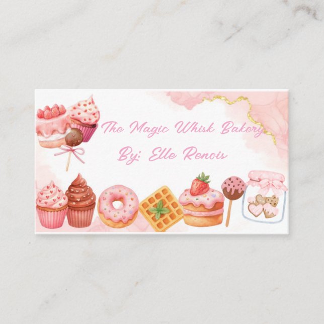 Pink Watercolor Bakery Business Card  Visitenkarte (Vorderseite)