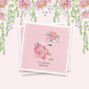 Pink Watercolor Ballerina Flamingo Kinderdusche Serviette