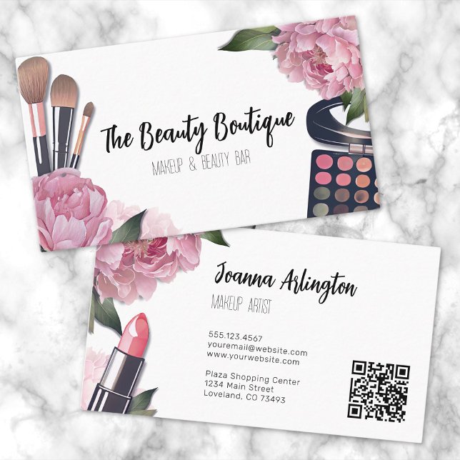 Pink Watercolor Beauty Makeup Artist Visitenkarte (Pink Watercolor Beauty Makeup Artist Business Card)