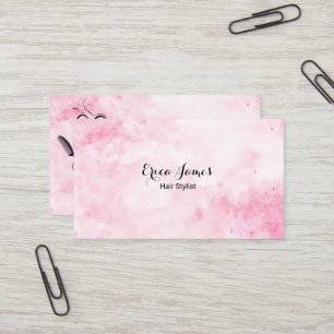 Pink Watercolor Beauty Salon Business Card Visitenkarte