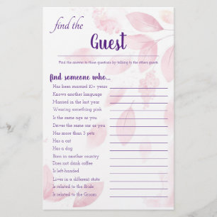 Pink Watercolor Blätter Finden Sie die Game Card Flyer