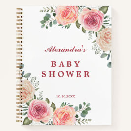 Pink Watercolor Blume Babydusche Notizbuch