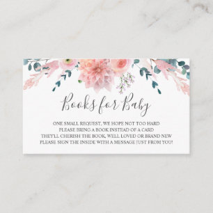 Pink Watercolor Blume Bücher für Babysteckkarte Begleitkarte