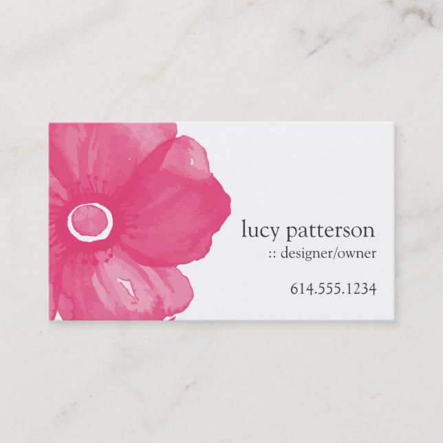 Pink Watercolor Blume Business Cards Visitenkarte (Vorderseite)
