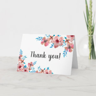 Pink Watercolor Blume Danke, Card Dankeskarte