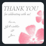 Pink Watercolor Blume Danke Stickers<br><div class="desc">Pink Watercolor Blume Danke Stickers</div>