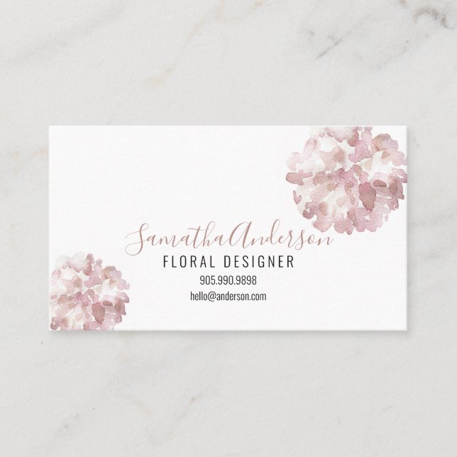 PINK WATERCOLOR BLUME GESCHÄFTSKARTEN mit QR CODE Visitenkarte (Vorderseite)