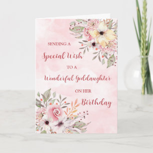 Pink Watercolor Blume Godtochter Geburtstag Karte