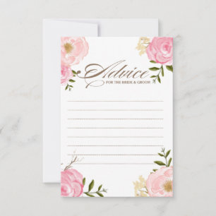 Pink Watercolor Blume Hochzeitsratgeber Karte