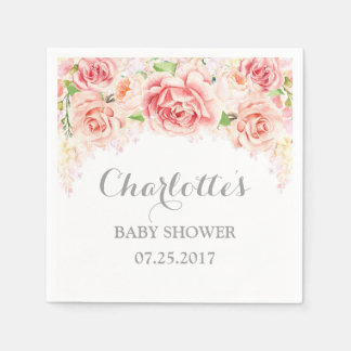 Pink Watercolor Blume Kinderdusche Serviette