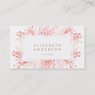 Pink Watercolor Blume Lilies Business Card Visitenkarte