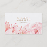 Pink Watercolor Blume Lilies Business Card