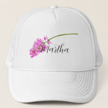 Pink Watercolor Blume mit Ihrem Namen Trucker Hat