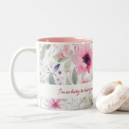 Pink Watercolor Blume Muster | Geschenk für Mama | Zweifarbige Tasse