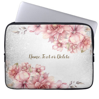 Pink Watercolor Blume Shiny Glitzer Moderne Laptopschutzhülle