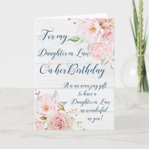 Pink Watercolor Blume Tochter von Law Birthday Karte