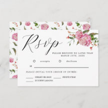 Pink Watercolor Blume Wedding RSVP Card
