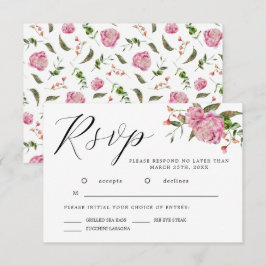 Pink Watercolor Blume Wedding RSVP Card Karte